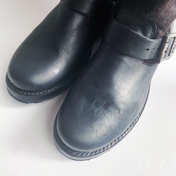 Frye Black Leather Cow skin Mid Calf Boots 6.5B Mexico - Picture 7 of 8